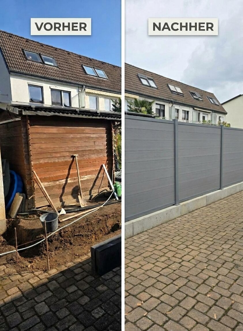 Vorher-Nachher Vergleich eines Gartens
